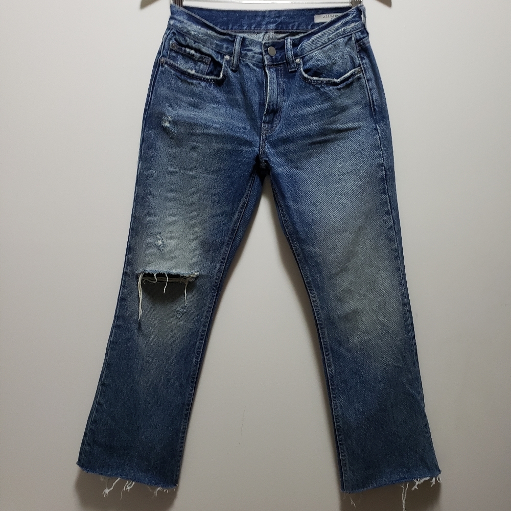 All Saints Raw Hemmed Distressed Cropped Women's Denim Jeans Size 26 NWOT